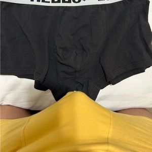 Used worn BLACK SUPER SEXY BOXER BRIEFS.  “HELLO” CUSTOM AVAILABLE